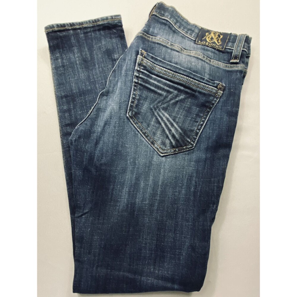 Rock & Republic Womens Dark to Medium Blue Denim 5 Pockets Size 6
